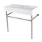 Kingston Brass 39 Porcelain Console Sink with Stainless Steel Legs 8 Centers, WhiteBrushed Nickel VPB3917W8ST - alternate 1